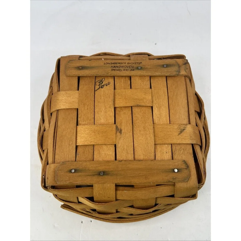 Vintage 2000 Longaberger Handwoven Small Darning Basket Signature JB